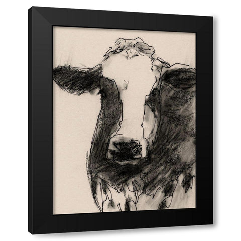 Cow Portrait Sketch II Black Modern Wood Framed Art Print by Barnes, Victoria
