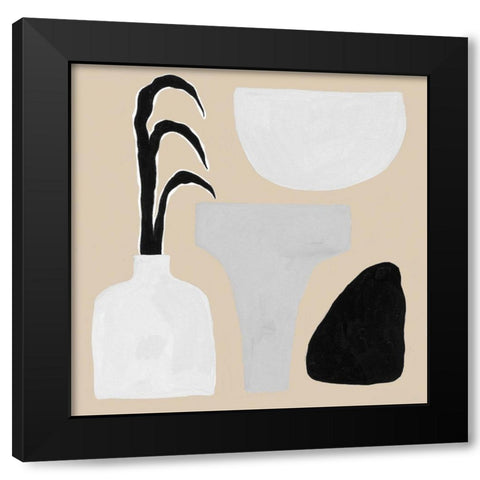 Custom Pale Abstraction III Black Modern Wood Framed Art Print with Double Matting by Wang, Melissa