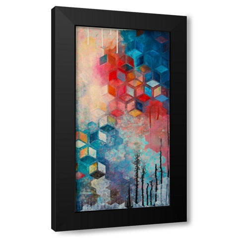 Split Asanoha II Black Modern Wood Framed Art Print with Double Matting by Robinson, Heather