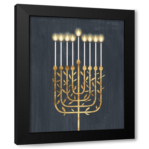 Golden Hanukkah I Black Modern Wood Framed Art Print with Double Matting by Popp, Grace