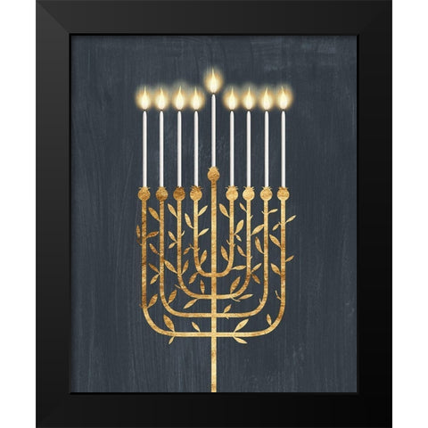 Golden Hanukkah I Black Modern Wood Framed Art Print by Popp, Grace