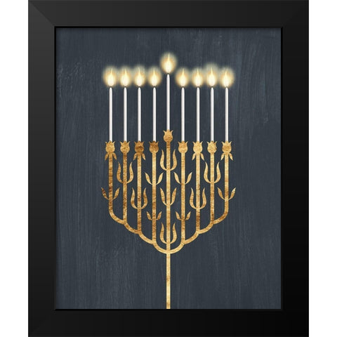 Golden Hanukkah II Black Modern Wood Framed Art Print by Popp, Grace