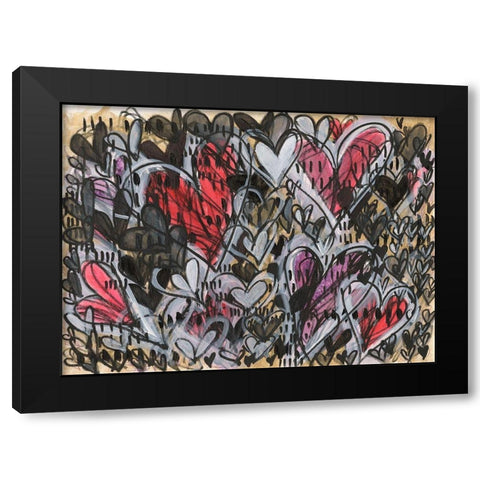 Watermelon Heart Black Modern Wood Framed Art Print with Double Matting by Arbel, Lori