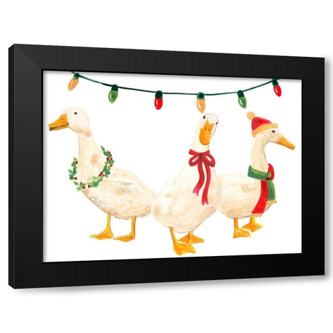 Merry Quackmas I Black Modern Wood Framed Art Print by Vess, June Erica