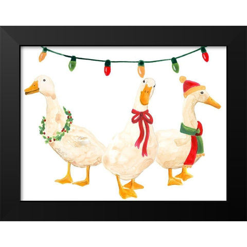 Merry Quackmas I Black Modern Wood Framed Art Print by Vess, June Erica