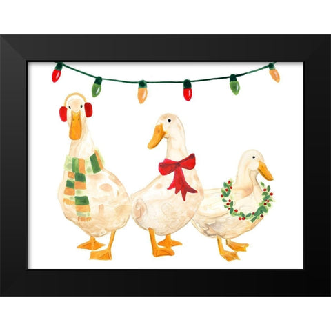 Merry Quackmas II Black Modern Wood Framed Art Print by Vess, June Erica