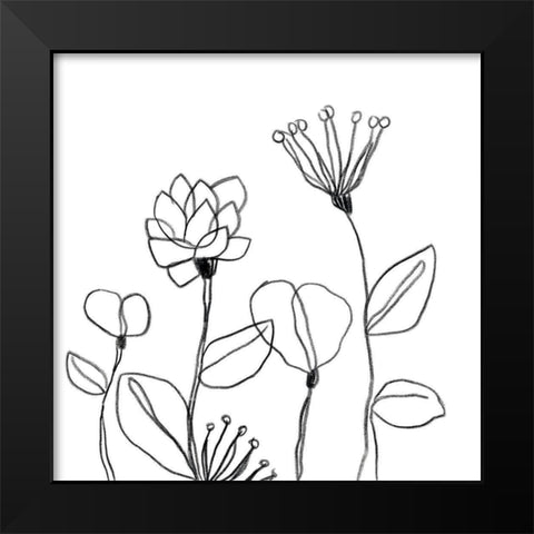 Spindle Blossoms I Black Modern Wood Framed Art Print by Vess, June Erica
