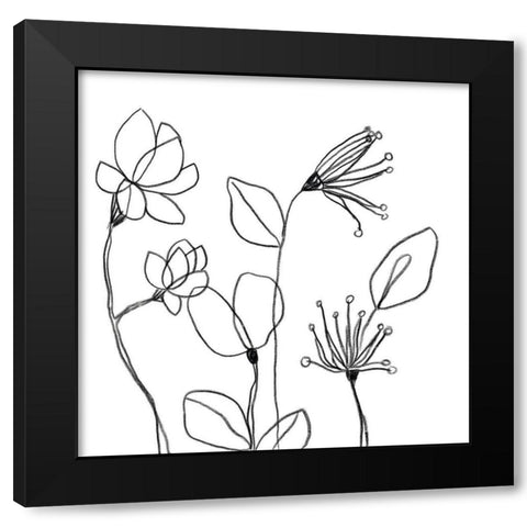 Spindle Blossoms II Black Modern Wood Framed Art Print with Double Matting by Vess, June Erica
