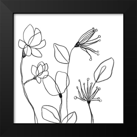 Spindle Blossoms II Black Modern Wood Framed Art Print by Vess, June Erica