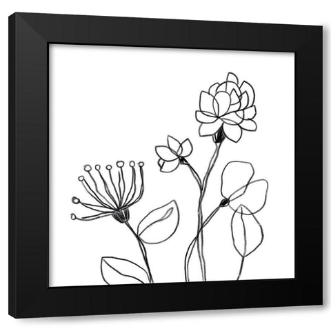 Spindle Blossoms III Black Modern Wood Framed Art Print by Vess, June Erica