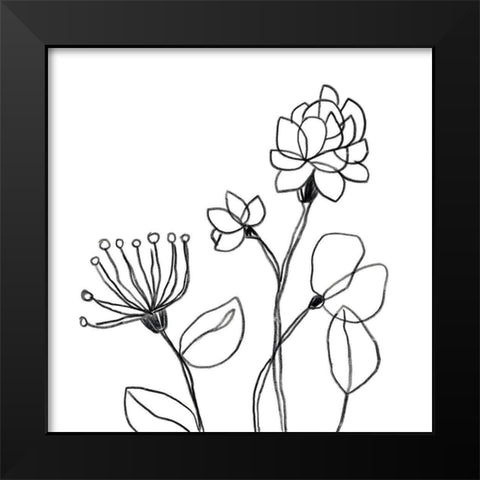 Spindle Blossoms III Black Modern Wood Framed Art Print by Vess, June Erica