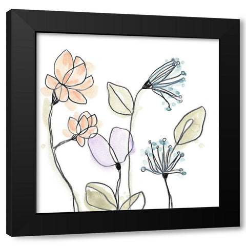 Spindle Blossoms VI Black Modern Wood Framed Art Print by Vess, June Erica