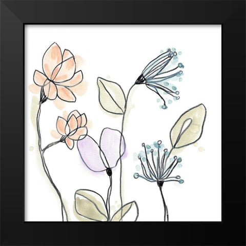 Spindle Blossoms VI Black Modern Wood Framed Art Print by Vess, June Erica