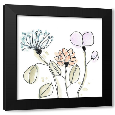 Spindle Blossoms VIII Black Modern Wood Framed Art Print with Double Matting by Vess, June Erica
