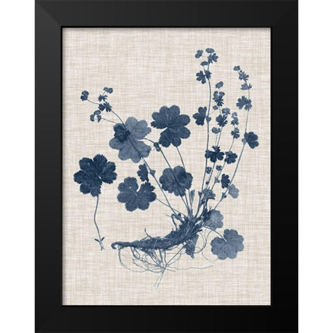 Navy and Linen Leaves I Black Modern Wood Framed Art Print by Vision Studio