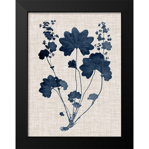 Navy and Linen Leaves III Black Modern Wood Framed Art Print by Vision Studio