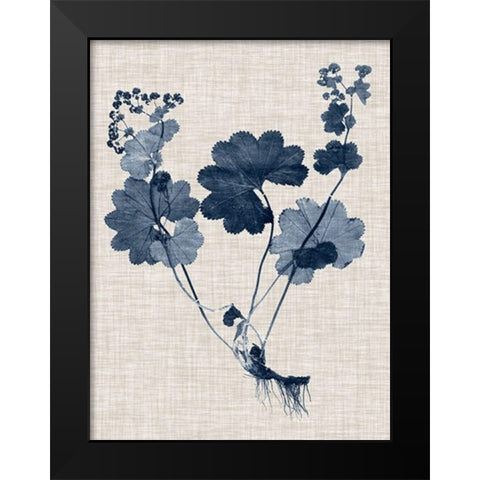 Navy and Linen Leaves IV Black Modern Wood Framed Art Print by Vision Studio
