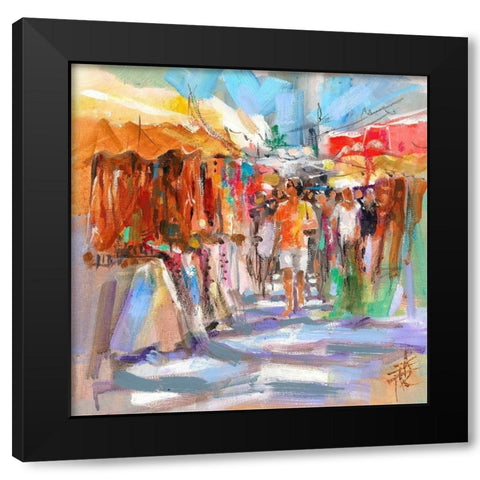 Market Scene II Black Modern Wood Framed Art Print with Double Matting by Doyle, Anne Farrall