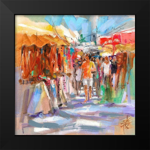 Market Scene II Black Modern Wood Framed Art Print by Doyle, Anne Farrall