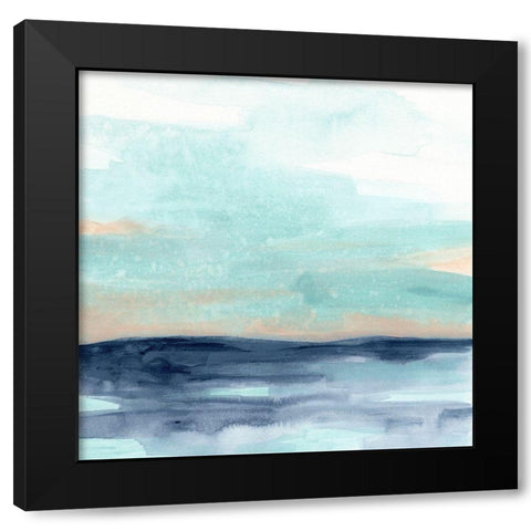 Ocean Morning Mist I Black Modern Wood Framed Art Print by Vess, June Erica