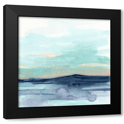 Ocean Morning Mist II Black Modern Wood Framed Art Print by Vess, June Erica