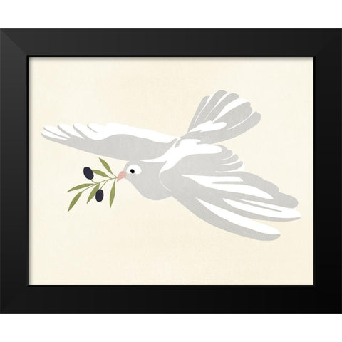Olive Branch Dove I Black Modern Wood Framed Art Print by Warren, Annie