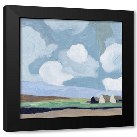 A Quiet Village I Black Modern Wood Framed Art Print with Double Matting by Wang, Melissa