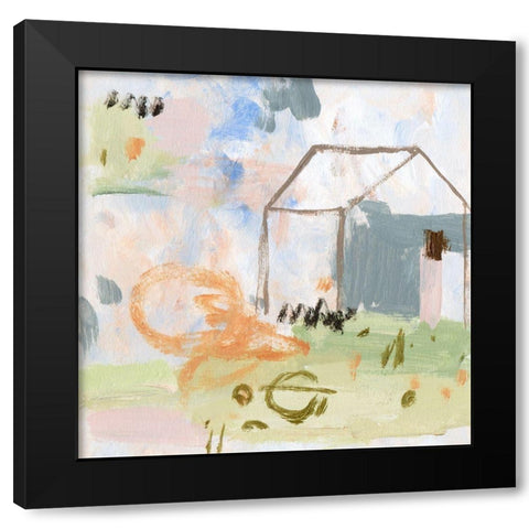 Hopscotch Doodles I Black Modern Wood Framed Art Print by Wang, Melissa