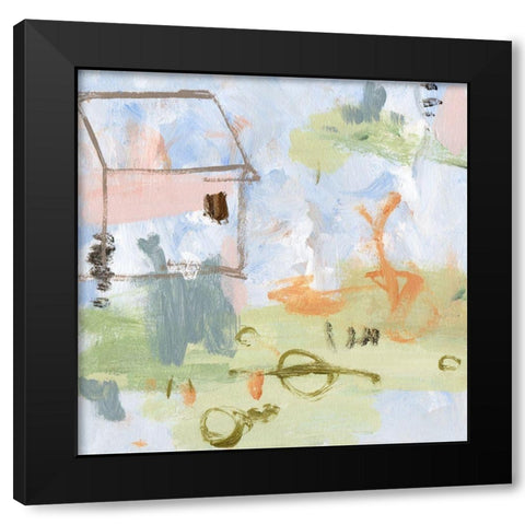 Hopscotch Doodles II Black Modern Wood Framed Art Print with Double Matting by Wang, Melissa