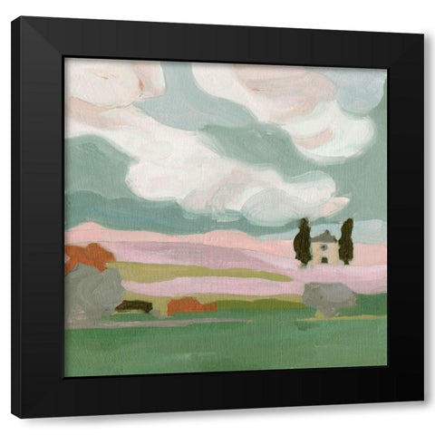 Violet Fields III Black Modern Wood Framed Art Print with Double Matting by Wang, Melissa