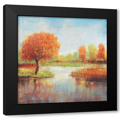 Lake Reflections I Black Modern Wood Framed Art Print with Double Matting by OToole, Tim