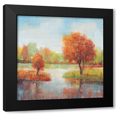 Lake Reflections II Black Modern Wood Framed Art Print with Double Matting by OToole, Tim