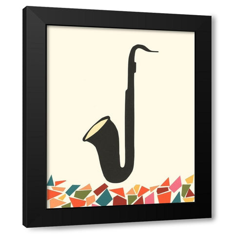Cut Paper Instruments IV Black Modern Wood Framed Art Print with Double Matting by Moore, Regina