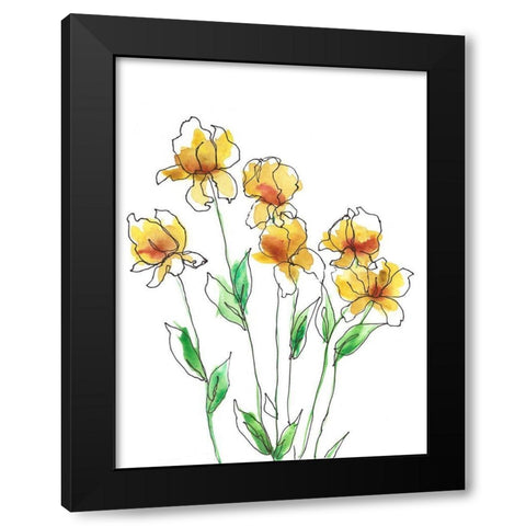 Amber Tulips II Black Modern Wood Framed Art Print with Double Matting by Moore, Regina