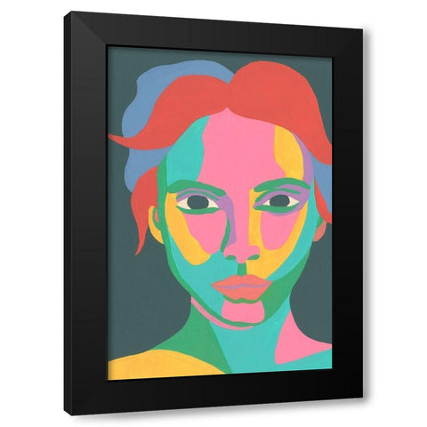 Colorblock Face I Black Modern Wood Framed Art Print by Moore, Regina