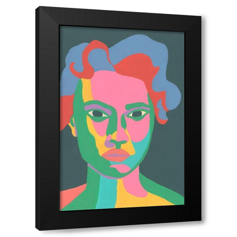 Colorblock Face II Black Modern Wood Framed Art Print with Double Matting by Moore, Regina