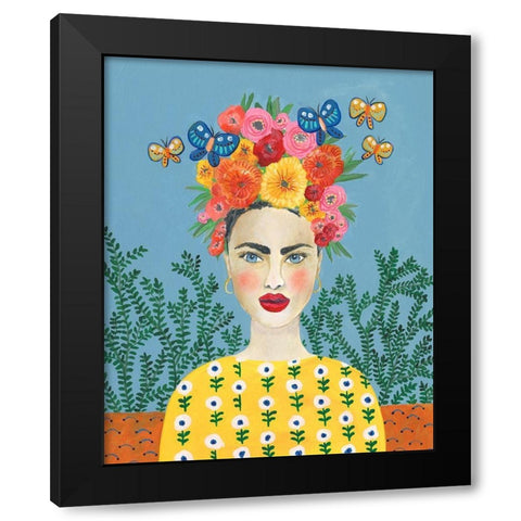 Frida Headdress I Black Modern Wood Framed Art Print with Double Matting by Moore, Regina