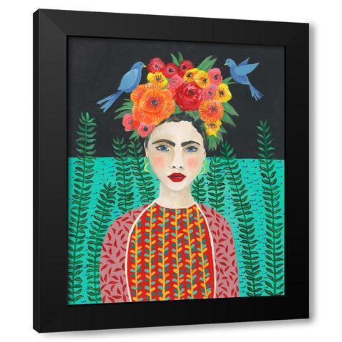 Frida Headdress II Black Modern Wood Framed Art Print by Moore, Regina