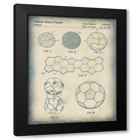 Patented Sport V Black Modern Wood Framed Art Print with Double Matting by Studio W