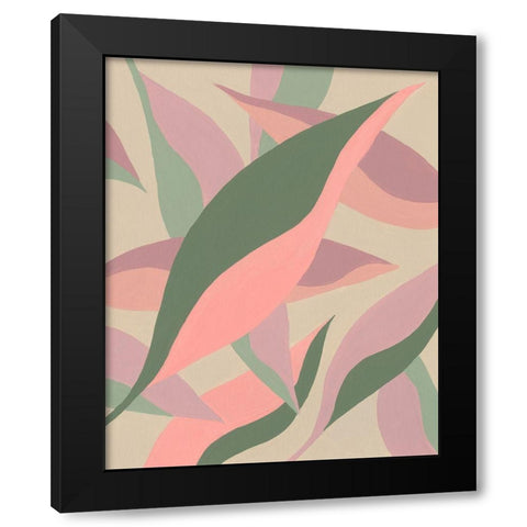 Elongated Leaves I Black Modern Wood Framed Art Print by Moore, Regina