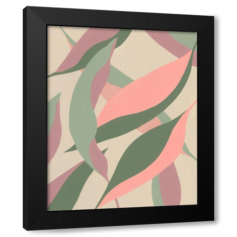 Elongated Leaves II Black Modern Wood Framed Art Print with Double Matting by Moore, Regina