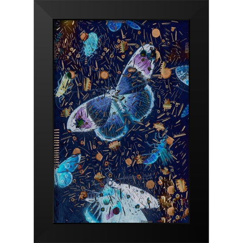 Confetti with Butterflies I Black Modern Wood Framed Art Print by Arbel, Lori