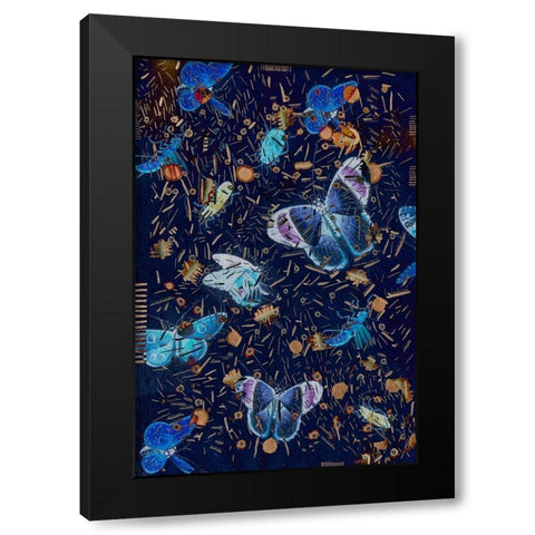 Confetti with Butterflies II Black Modern Wood Framed Art Print with Double Matting by Arbel, Lori