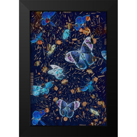 Confetti with Butterflies II Black Modern Wood Framed Art Print by Arbel, Lori