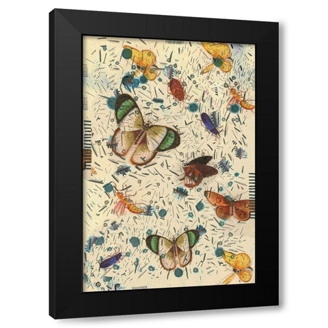 Confetti with Butterflies III Black Modern Wood Framed Art Print by Arbel, Lori