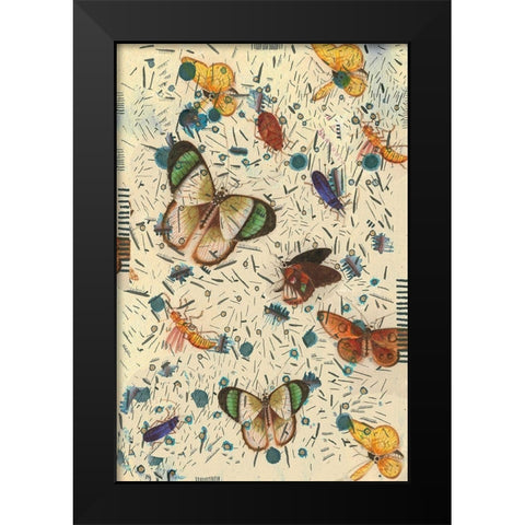 Confetti with Butterflies III Black Modern Wood Framed Art Print by Arbel, Lori