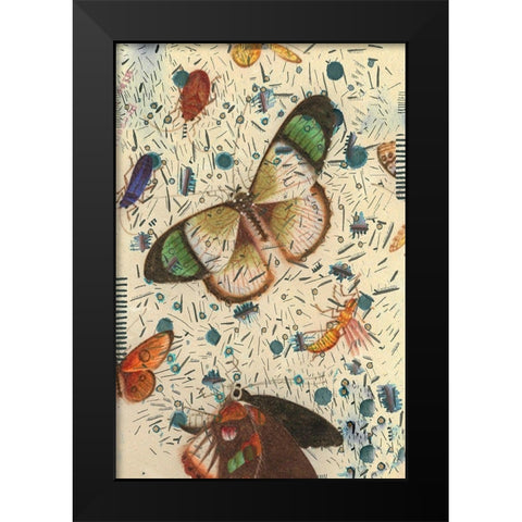 Confetti with Butterflies IV Black Modern Wood Framed Art Print by Arbel, Lori
