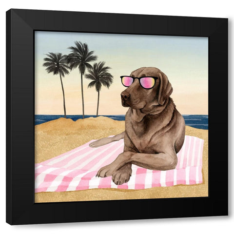 Sun Lovin Pups I Black Modern Wood Framed Art Print with Double Matting by Popp, Grace