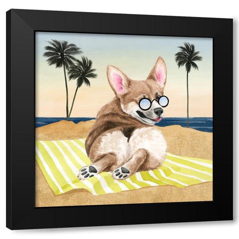 Sun Lovin Pups II Black Modern Wood Framed Art Print with Double Matting by Popp, Grace