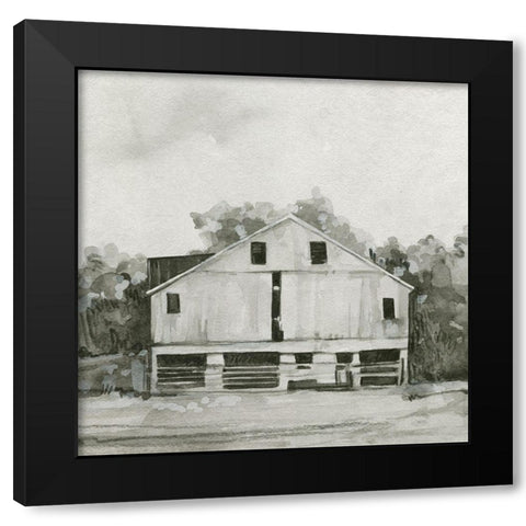 Solemn Barn Sketch I Black Modern Wood Framed Art Print with Double Matting by Caroline, Emma
